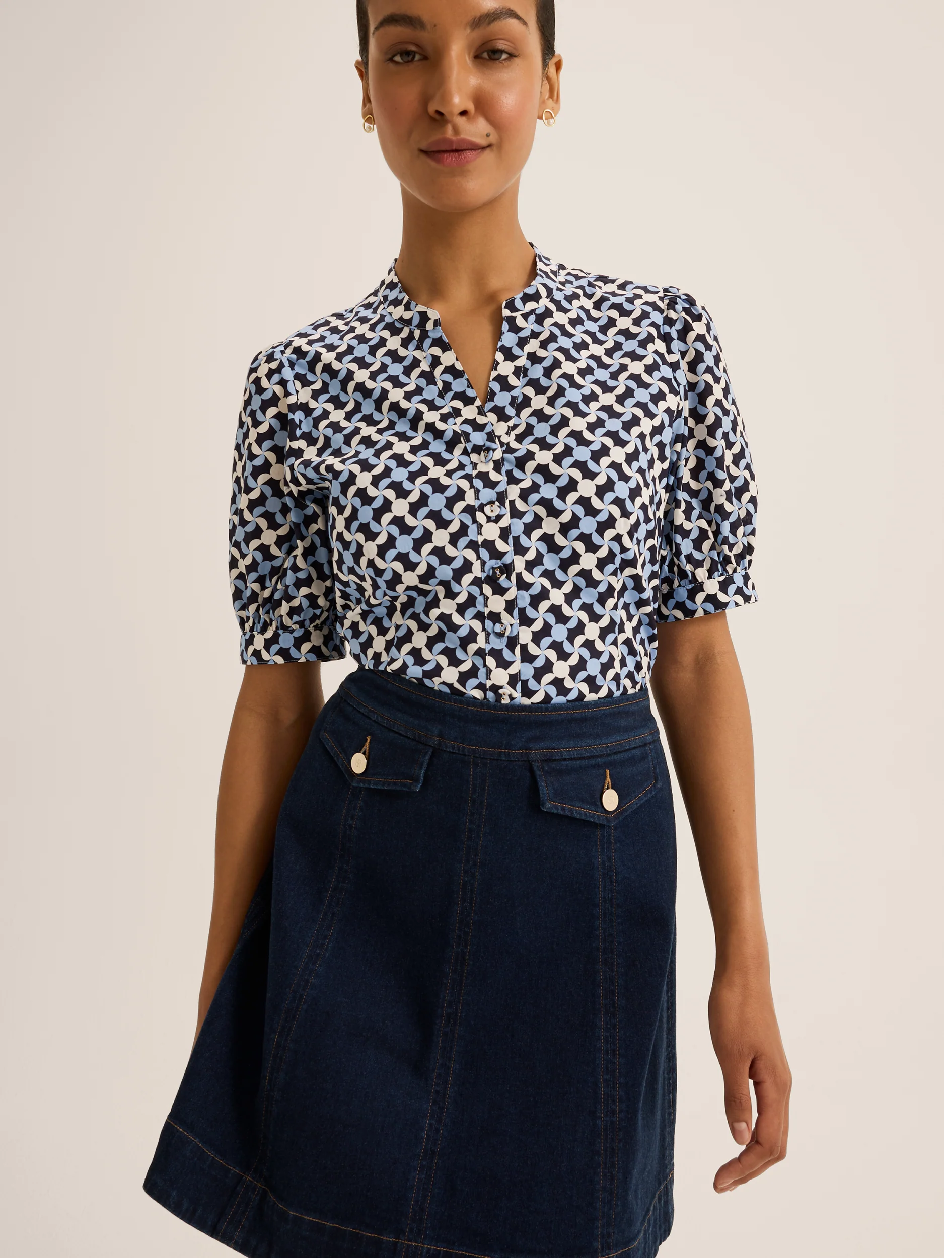 Checkers Puff Sleeve Shirt - Image 2