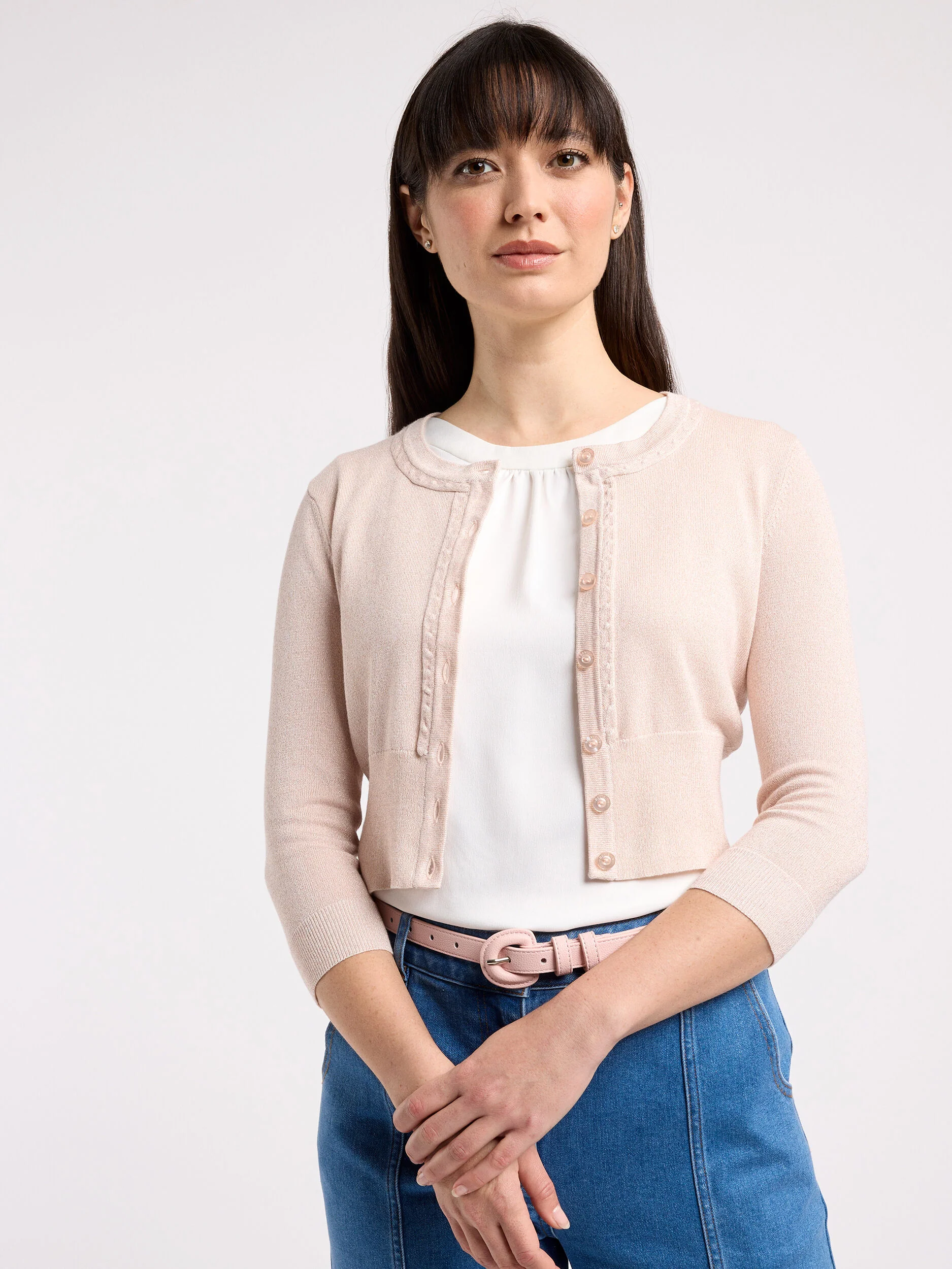 Chessie Shimmer 3/4 Sleeve Cardi - Image 3