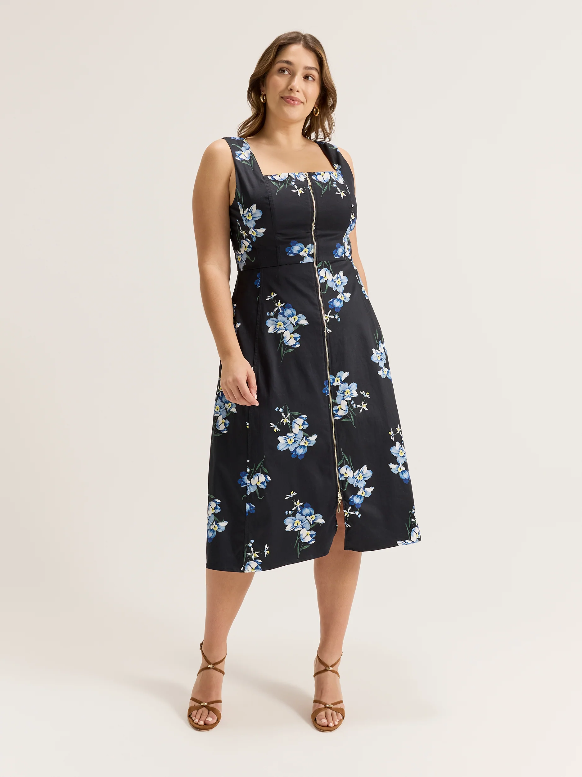 Iris Floral Zip Dress - Image 6