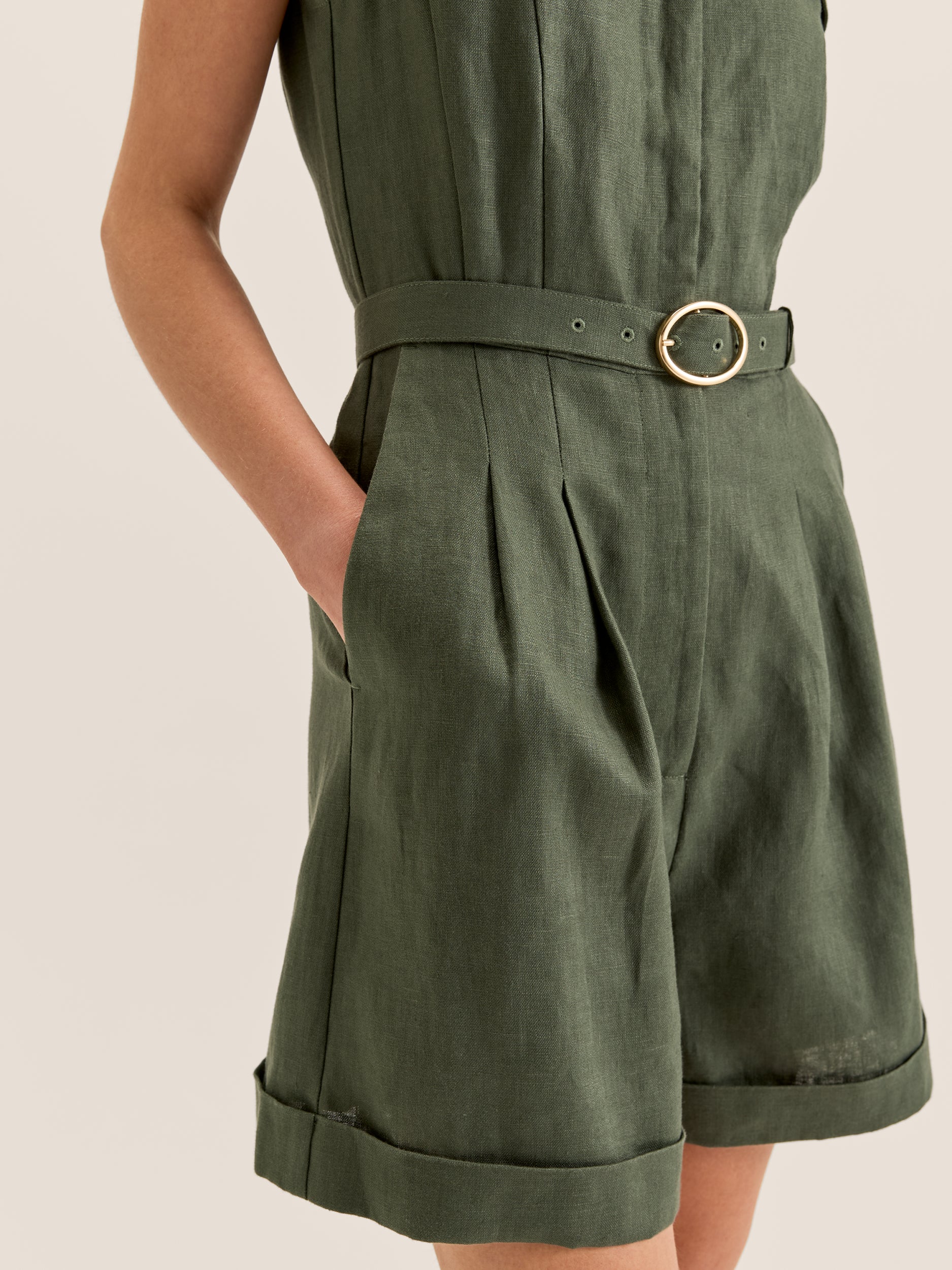 Moss Linen Playsuit - Image 2
