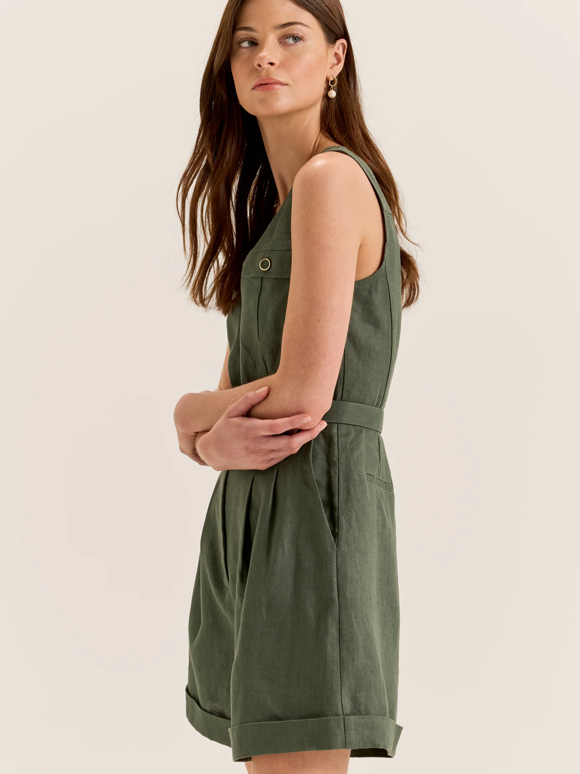 Moss Linen Playsuit - Image 4