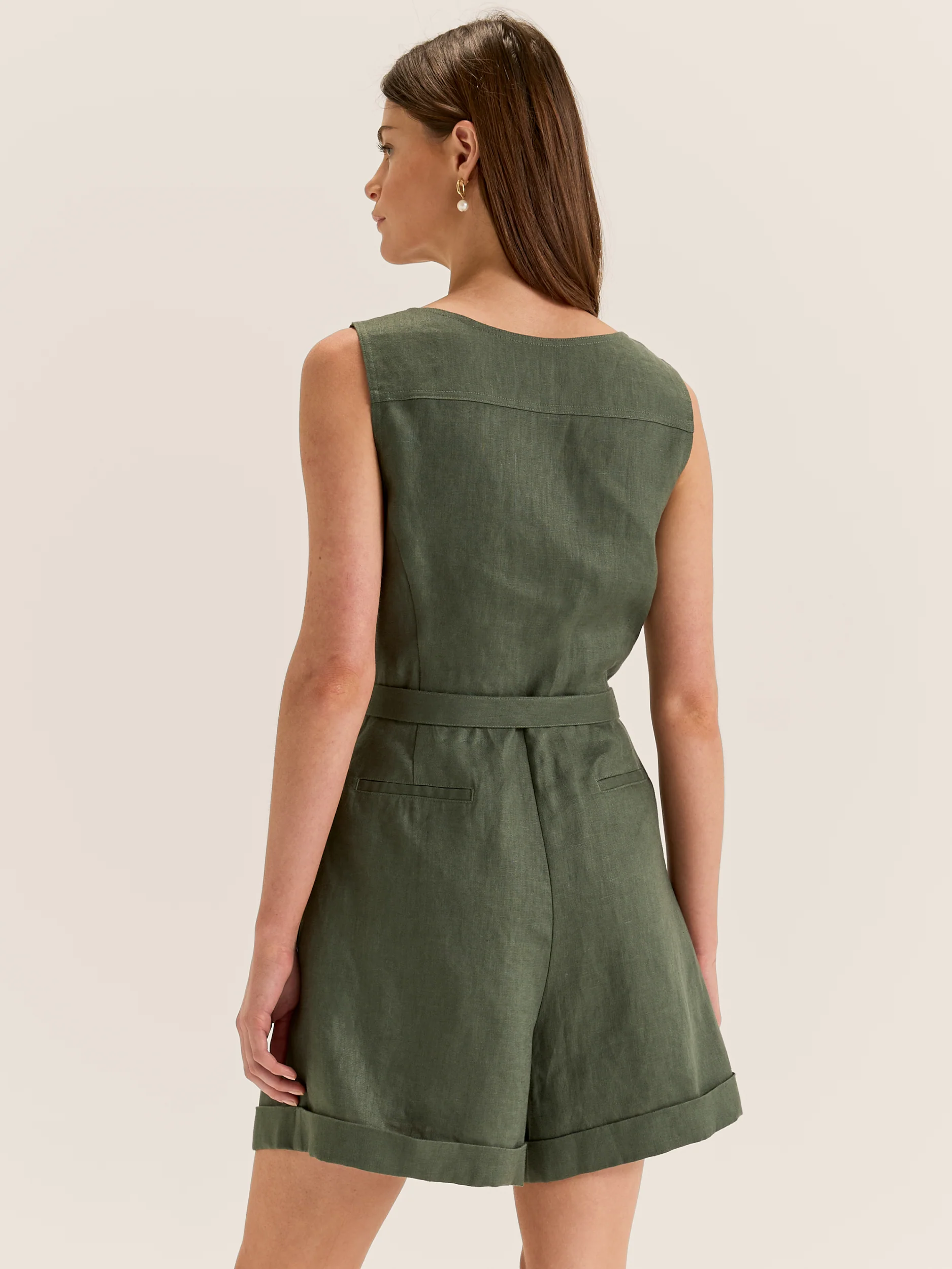 Moss Linen Playsuit - Image 6