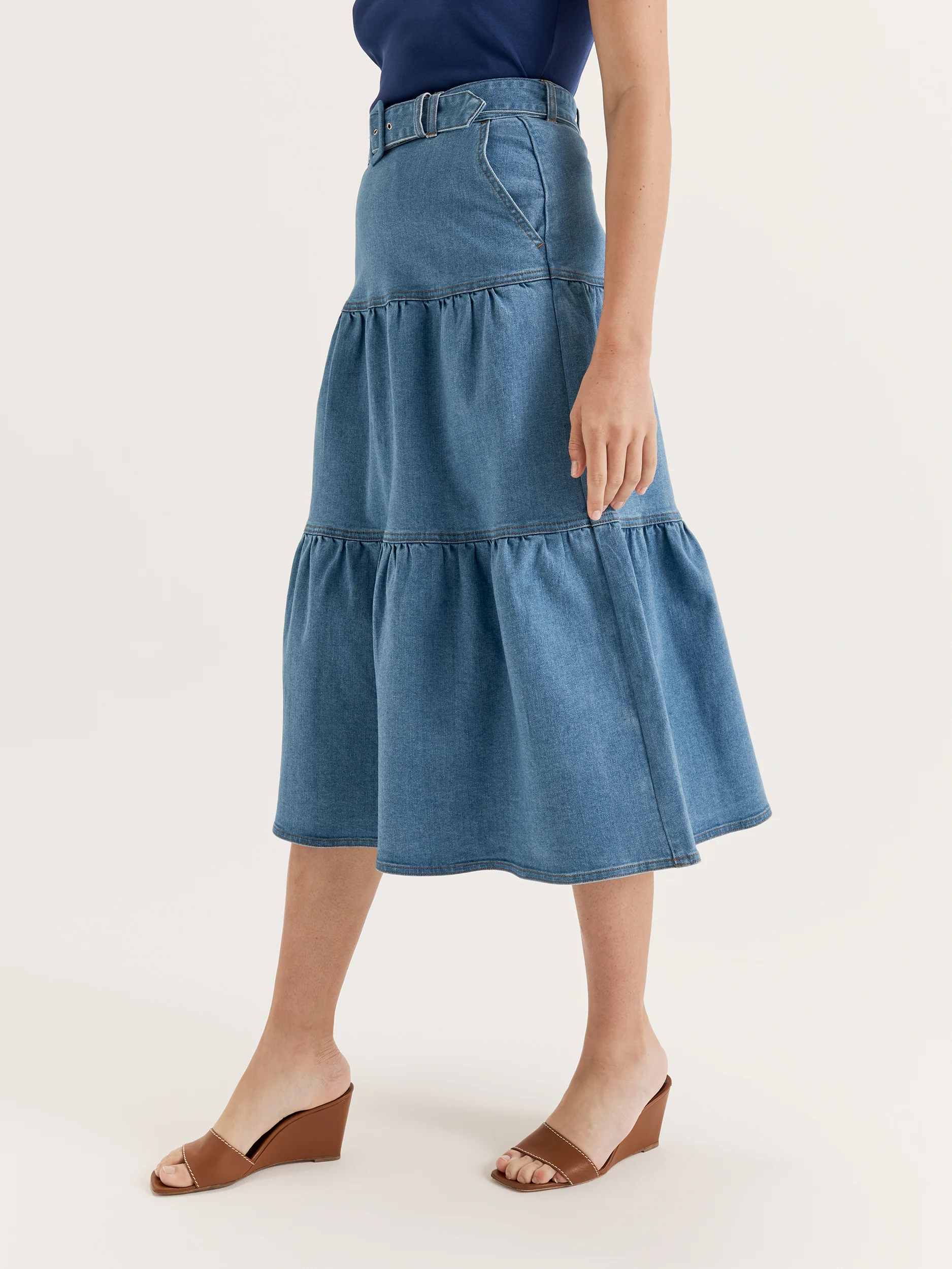 Piper Denim Midi Skirt - Image 3