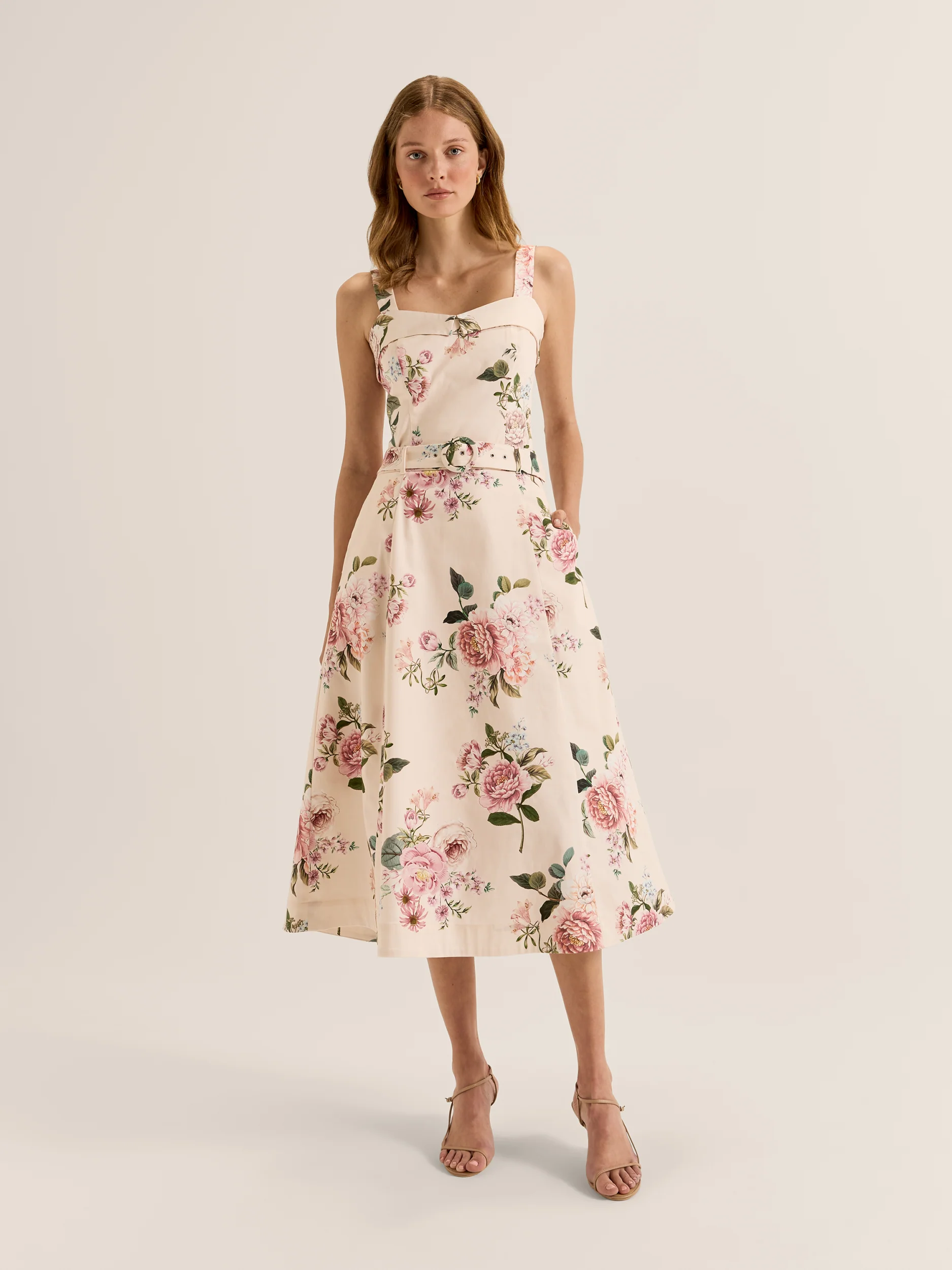 Sunset Rose Midi Skirt